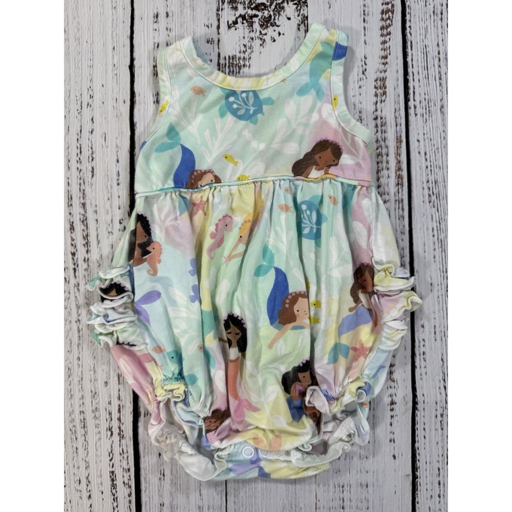 Little Sleepies Bubble Romper Size 3-6m Mermaid Baby Bamboo Ruffles